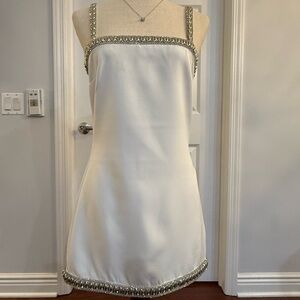 Retrofete Regina Shell Trim White Mini Dress